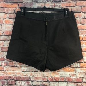 Women's Black Leather Biker Short Shorts